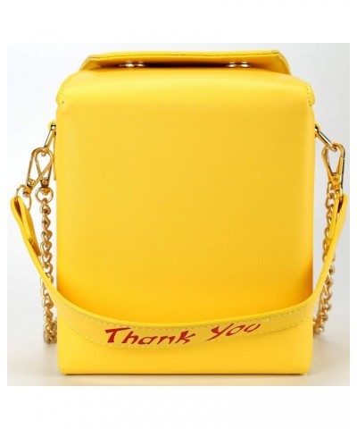 Tower Print Crossbody Shoulder Bag,Pu Chinese Takeout Box Totes Purse for Women A-yellow $9.17 Shoulder Bags