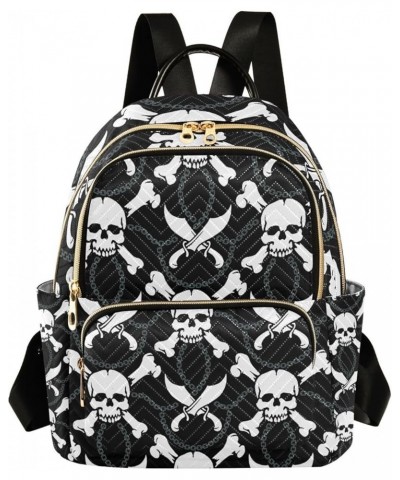 Halloween Women Backpack Pirate Skull White Anti-Theft Travel Backpack with Luggage Belt Durable Handbag Lady Purse Roomy Dou...