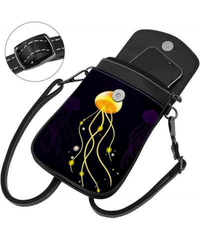 Diagonal Leather Phone Bag with 19x12x2cm/7.5x4.7x0.8in Size - Stylish and Convenient Cell Phone Purse Cartoon Jellyfish Mult...