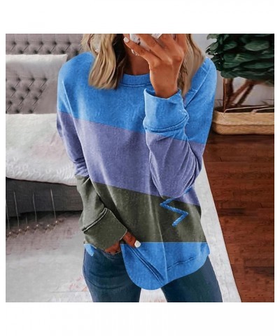 Tops for Women 2023 Long Sleeve Round Neck Sweatshirts Printing Lightweight Pullover Tops Comfy Dressy T Shirt 1-blue $7.84 C...