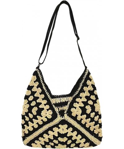 Straw Hobo Bags for Women Summer Beach Tote Purse Crochet Hobo Shoulder Everything Holiday Work Everyday Handbag Black $19.19...