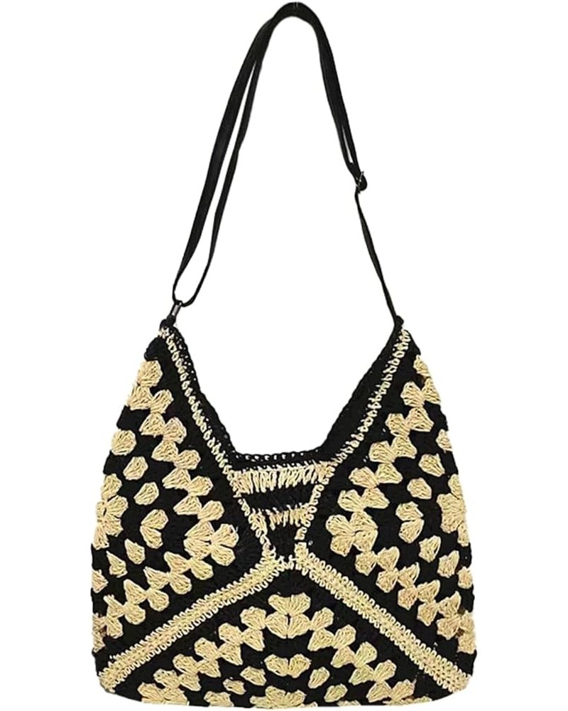 Straw Hobo Bags for Women Summer Beach Tote Purse Crochet Hobo Shoulder Everything Holiday Work Everyday Handbag Black $19.19...