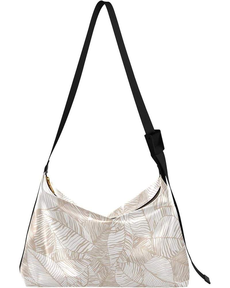 Leavesabstract Leaves Stripe Leather Shoulder Purse Hobo Large Crossbody Bags Chic Animal Print Designer Hobo Bag Leavesabstr...