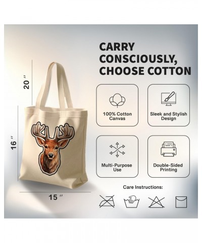 Deer Cotton Tote Bag for Women Men Casual Tote Bag Cloth Canvas Shopping Bags with Handles Cute Bags Everyday Use 15" x 16" A...