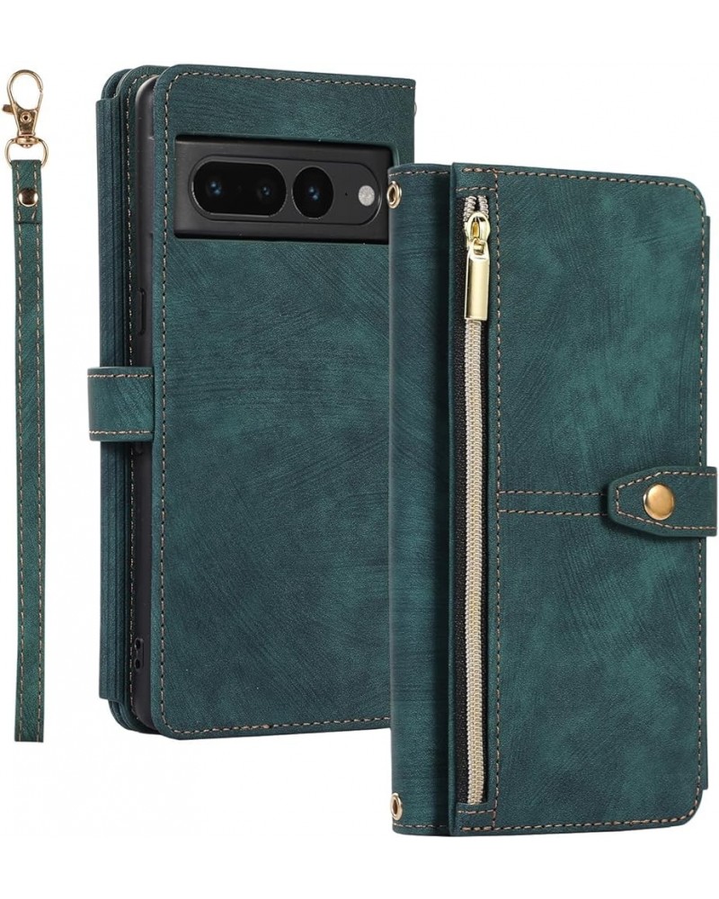 for Google Pixel 8 flip Phone case, Leather case with Nine Card Zipper Bag Black Pixel 8 Green $18.21 Others