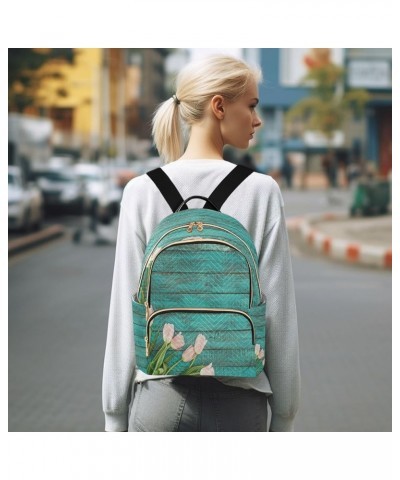 Fashion Backpack Mini Backpack Purse Casual Daily Backpack Green Broad Pink Tulip for Travel for College Work Medium $16.72 B...