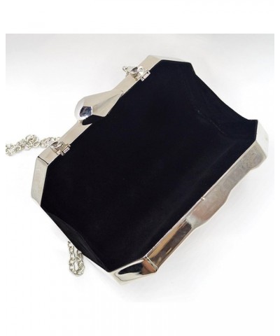 Women Lattice Pattern Metal Handbag Chain Geometric Evening Clutch Purse Silver $17.10 Evening Bags