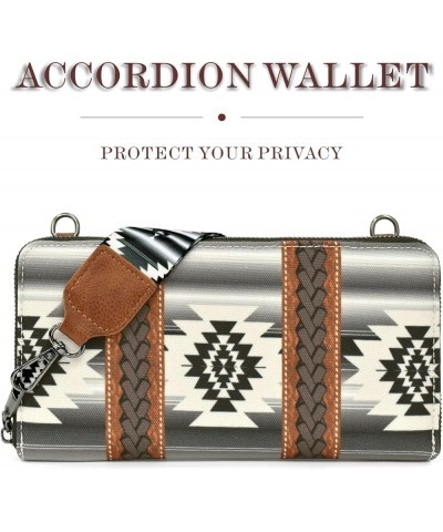 Wristlet Wallets Western Wallet Boho Aztec Credit Card Holder Crossbody Purse Leather Clutch Purses for Women (Black) Black $...