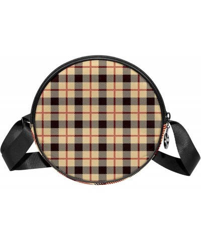 Christmas Red Black Plaid Crossbody Bag for Women Teen Girls Round Canvas Shoulder Bag Purse Tote Handbag Bag Multi10 $12.17 ...