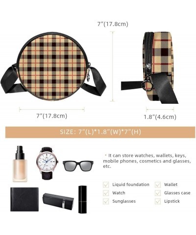 Christmas Red Black Plaid Crossbody Bag for Women Teen Girls Round Canvas Shoulder Bag Purse Tote Handbag Bag Multi10 $12.17 ...