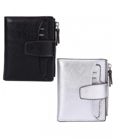 Women Leather Wallet RFID Blocking Small Bifold Zipper Pocket Wallet Card Case Black and Silver Bundle $27.63 Wallets