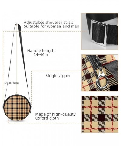 Christmas Red Black Plaid Crossbody Bag for Women Teen Girls Round Canvas Shoulder Bag Purse Tote Handbag Bag Multi10 $12.17 ...