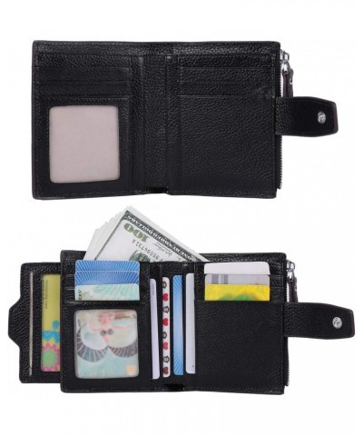 Women Leather Wallet RFID Blocking Small Bifold Zipper Pocket Wallet Card Case Black and Silver Bundle $27.63 Wallets