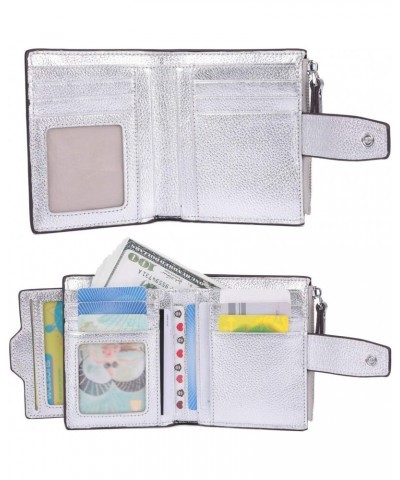 Women Leather Wallet RFID Blocking Small Bifold Zipper Pocket Wallet Card Case Black and Silver Bundle $27.63 Wallets