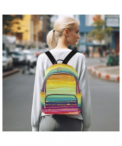 Backpack Purse for Women Rainbow Abstract Luxury, Mini Fashion Backpack Colorful Stripes Lightweight Casual Daypack Shoulder ...