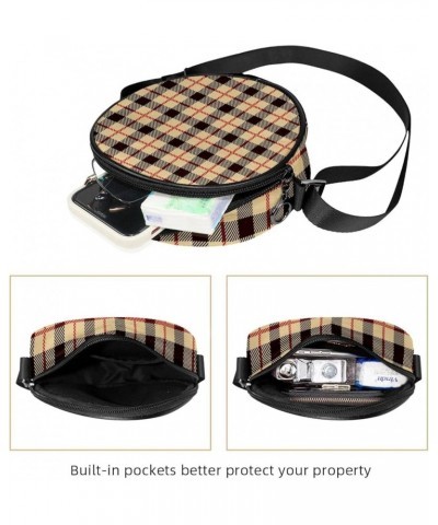 Christmas Red Black Plaid Crossbody Bag for Women Teen Girls Round Canvas Shoulder Bag Purse Tote Handbag Bag Multi10 $12.17 ...