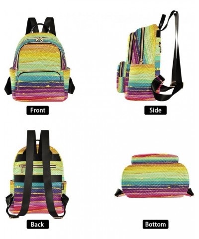 Backpack Purse for Women Rainbow Abstract Luxury, Mini Fashion Backpack Colorful Stripes Lightweight Casual Daypack Shoulder ...