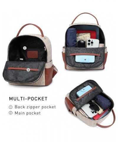 MKP Small Backpack Purse for Ladies Women Fashion Multi Pockets Daypacks with Front Zip Pocket Beige $11.25 Backpacks