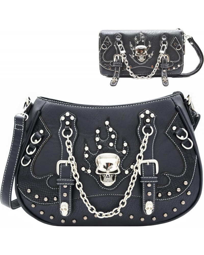 Punk Gothic Skull Chain Crossbody Handbag Removable Strap Purse Women Single Shoulder Bag/Wallet Black $31.18 Shoulder Bags