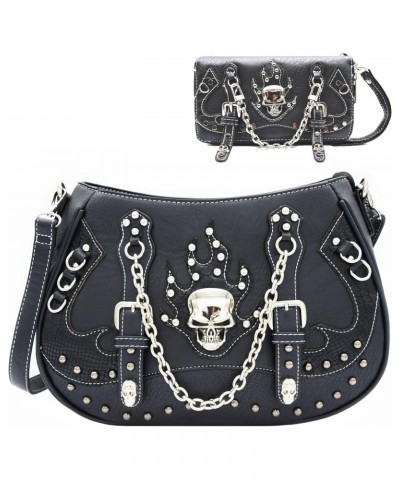 Punk Gothic Skull Chain Crossbody Handbag Removable Strap Purse Women Single Shoulder Bag/Wallet Black $31.18 Shoulder Bags