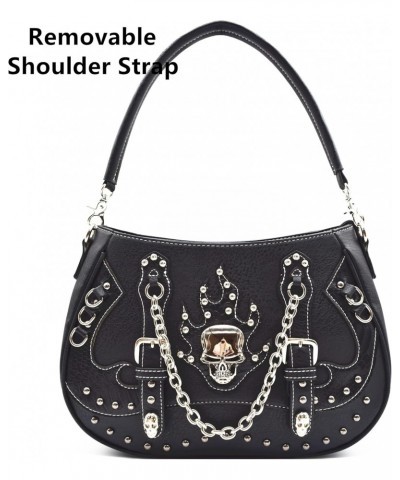 Punk Gothic Skull Chain Crossbody Handbag Removable Strap Purse Women Single Shoulder Bag/Wallet Black $31.18 Shoulder Bags