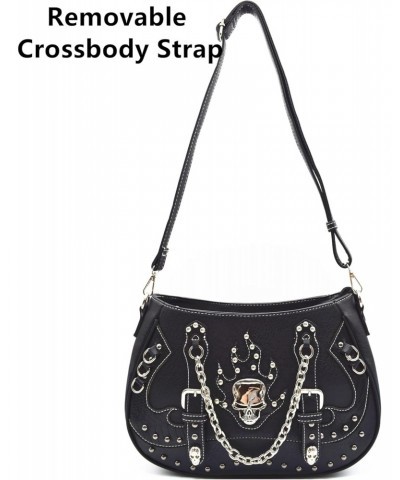 Punk Gothic Skull Chain Crossbody Handbag Removable Strap Purse Women Single Shoulder Bag/Wallet Black $31.18 Shoulder Bags