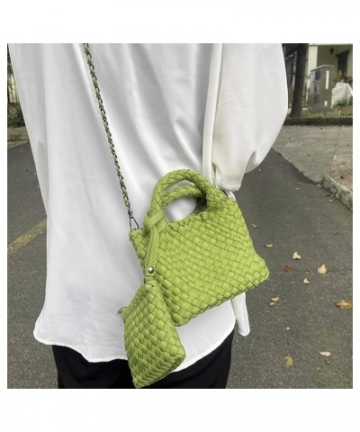 Women Handbags and Purses Woven Composite Bag Travel Pouch Phone Bag Small Tote Shoulder Bag Chain Crossbody Bag Avocado Gree...