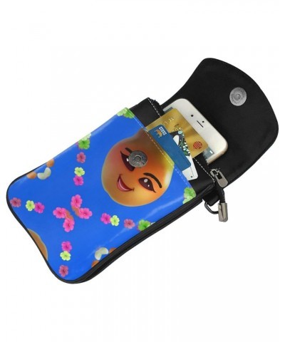 women leather Cell Phone Purse Smiley Yellow Pear picture Multifunction,Soft, durable,Convenient for daily use and travel, Bl...