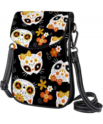 Small Crossbody Bags Cell Phone Purse - Stylish and Compact Purse with Adjustable Shoulder Strap Butterfly with Skulls Multic...