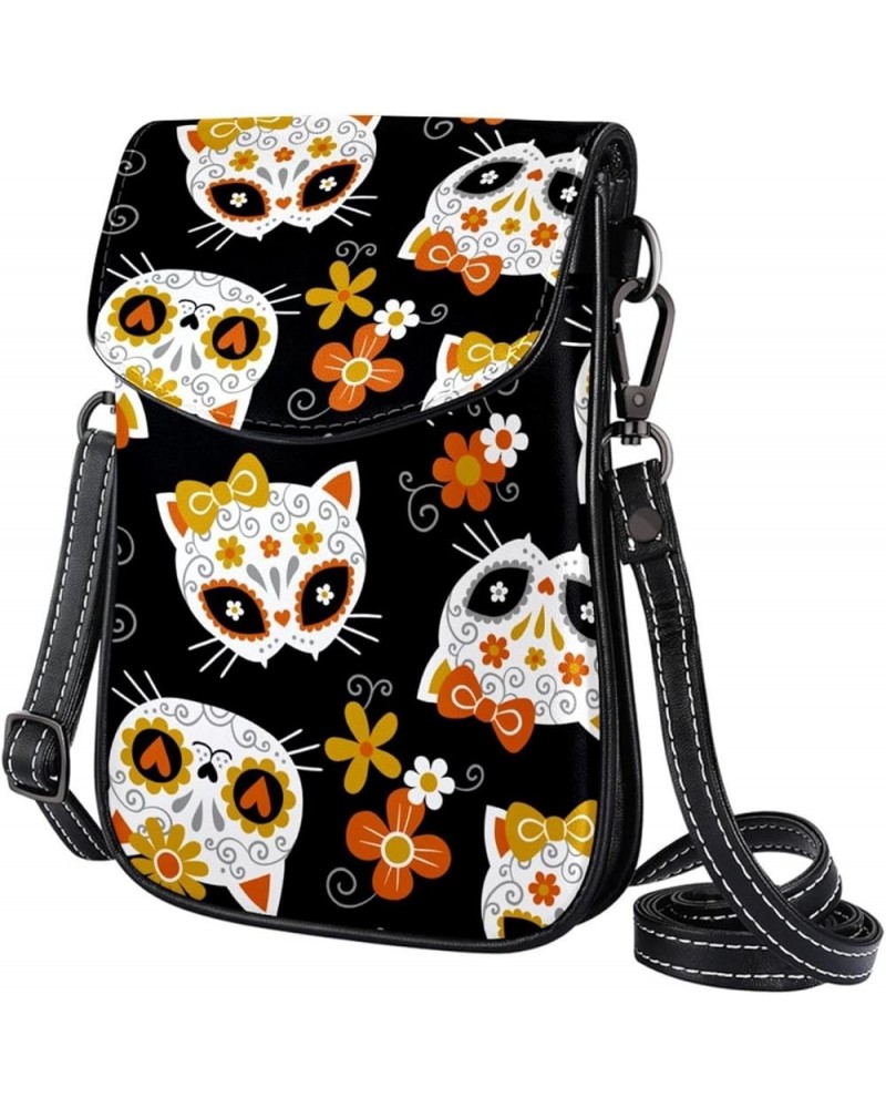 Small Crossbody Bags Cell Phone Purse - Stylish and Compact Purse with Adjustable Shoulder Strap Butterfly with Skulls Multic...