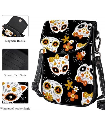 Small Crossbody Bags Cell Phone Purse - Stylish and Compact Purse with Adjustable Shoulder Strap Butterfly with Skulls Multic...