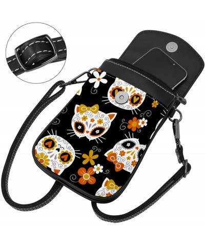 Small Crossbody Bags Cell Phone Purse - Stylish and Compact Purse with Adjustable Shoulder Strap Butterfly with Skulls Multic...