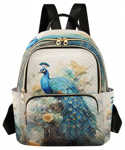 Artwork Peacock Blossom Painting Women Backpack Purse Ladies Fashion Shoulder Bag Daypack Travel Bag 10L Medium $18.19 Backpacks