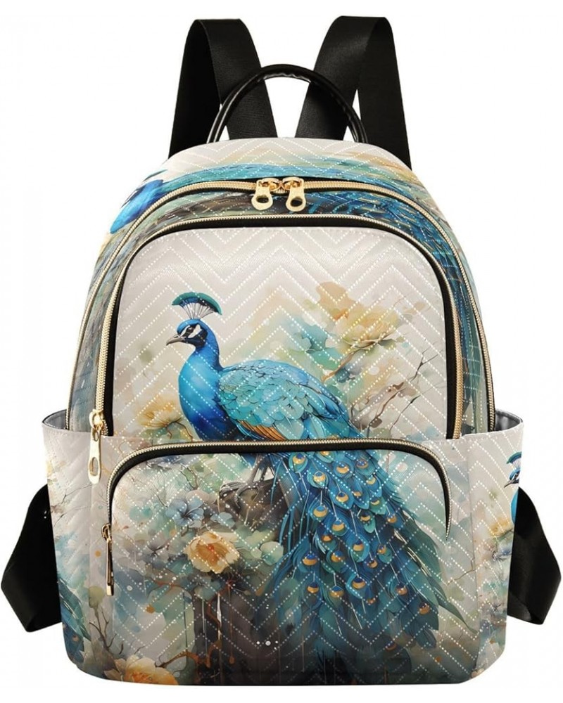 Artwork Peacock Blossom Painting Women Backpack Purse Ladies Fashion Shoulder Bag Daypack Travel Bag 10L Medium $18.19 Backpacks