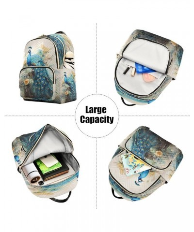 Artwork Peacock Blossom Painting Women Backpack Purse Ladies Fashion Shoulder Bag Daypack Travel Bag 10L Medium $18.19 Backpacks