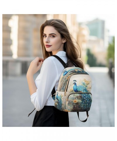 Artwork Peacock Blossom Painting Women Backpack Purse Ladies Fashion Shoulder Bag Daypack Travel Bag 10L Medium $18.19 Backpacks