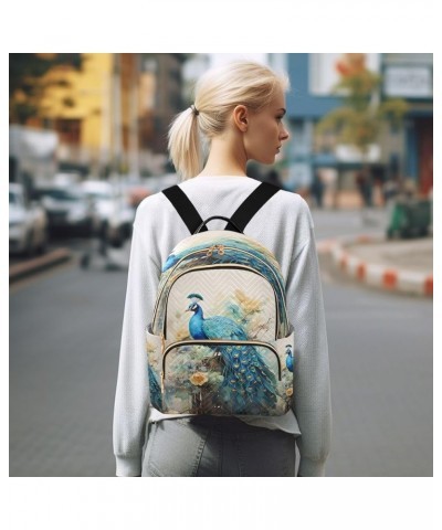 Artwork Peacock Blossom Painting Women Backpack Purse Ladies Fashion Shoulder Bag Daypack Travel Bag 10L Medium $18.19 Backpacks