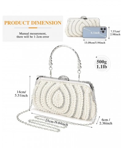 Women's Pearl Evening Bags Beaded Clutch Purses for Wedding Bridal Handbag Ladies Prom Cocktail Party Purse $22.04 Evening Bags