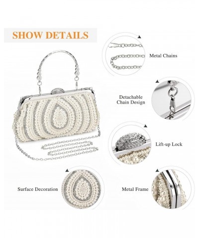 Women's Pearl Evening Bags Beaded Clutch Purses for Wedding Bridal Handbag Ladies Prom Cocktail Party Purse $22.04 Evening Bags