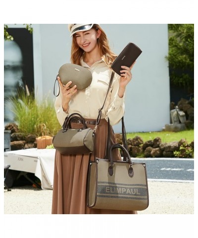 Women Fashion Handbags Wallet Tote Bag Shoulder Bag Top Handle Satchel Purse Set 4pcs Gray+dark Coffee $13.12 Totes