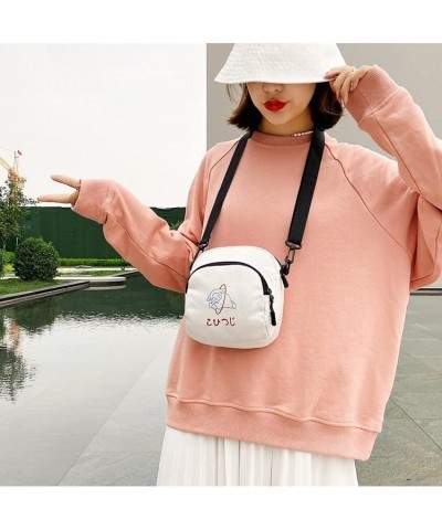 Kawaii Purse Crossbody Bag Girls Cute Canvas Satchel Purse Cartoon Sheep Print Shoulder Wallet Purse White $16.13 Satchels