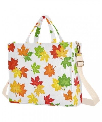 Maple Eaves Corduroy Tote Versatile Shoulder Bag for Women Zipper Magnetic Clasp，S $16.51 Totes