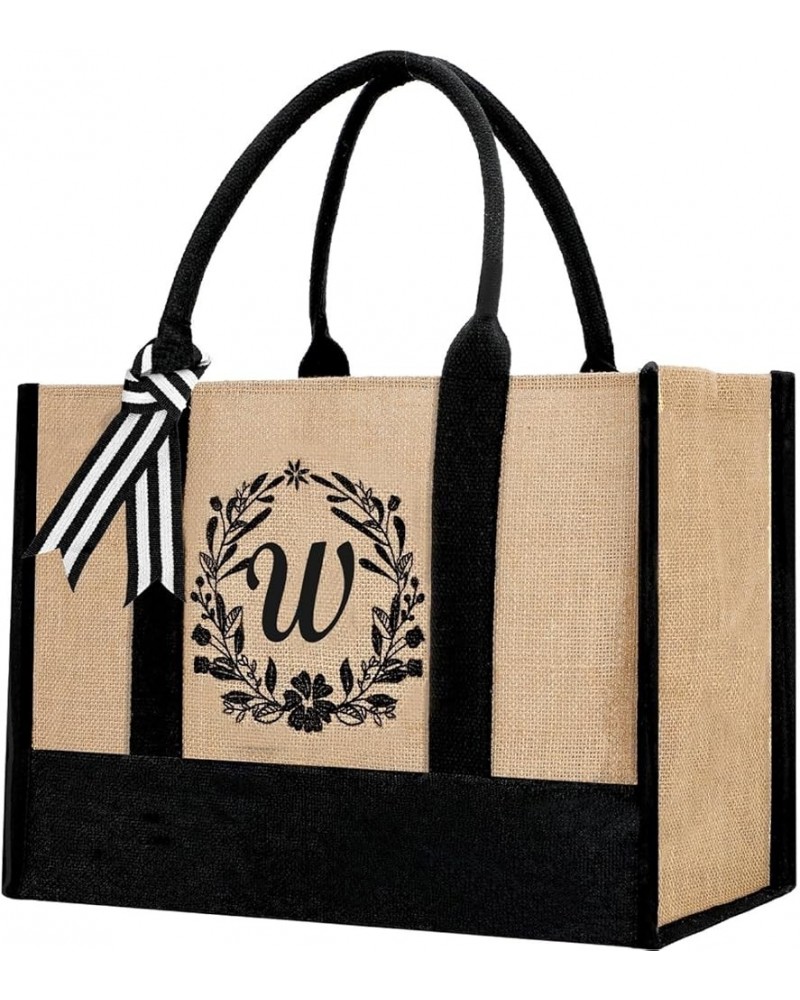 Personalized Jute Letter Tote Bag for Women Mothers Day Gifts for Mom Christmas Birthday Gift For Woman Friends Letter W $12....