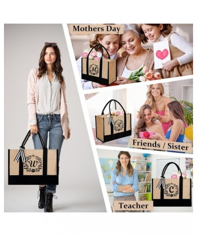 Personalized Jute Letter Tote Bag for Women Mothers Day Gifts for Mom Christmas Birthday Gift For Woman Friends Letter W $12....