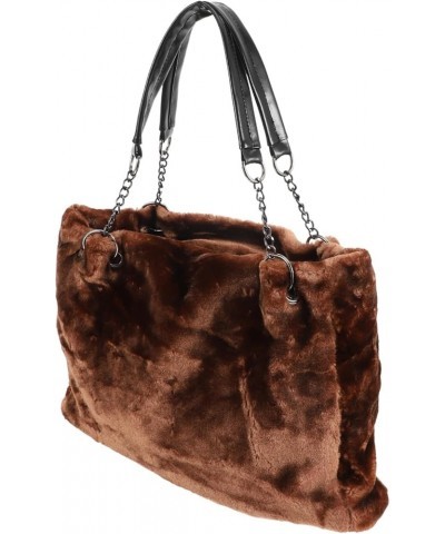 Handbag Winter Tote Bag Plush Bag Plush Leisure Bag Tote for Women Outdoor Carry Bag Plush Shoulder Bag Brown $13.39 Totes