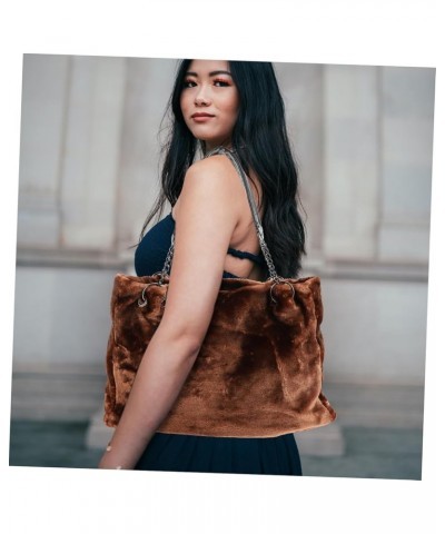 Handbag Winter Tote Bag Plush Bag Plush Leisure Bag Tote for Women Outdoor Carry Bag Plush Shoulder Bag Brown $13.39 Totes