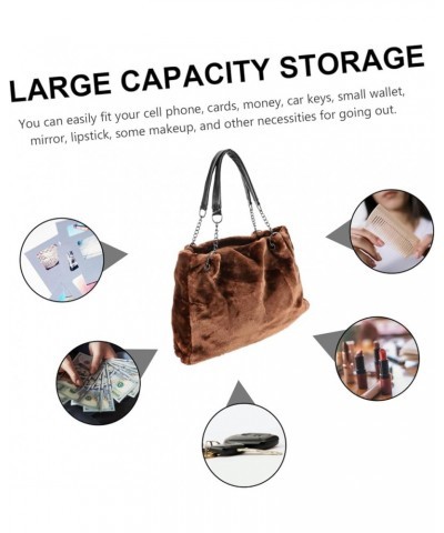 Handbag Winter Tote Bag Plush Bag Plush Leisure Bag Tote for Women Outdoor Carry Bag Plush Shoulder Bag Brown $13.39 Totes