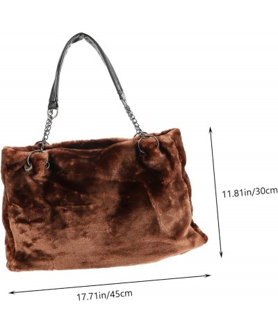 Handbag Winter Tote Bag Plush Bag Plush Leisure Bag Tote for Women Outdoor Carry Bag Plush Shoulder Bag Brown $13.39 Totes