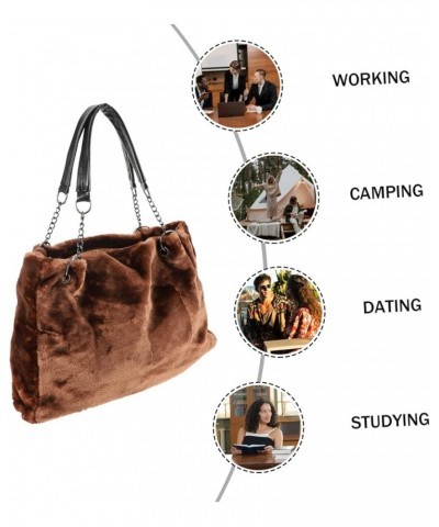 Handbag Winter Tote Bag Plush Bag Plush Leisure Bag Tote for Women Outdoor Carry Bag Plush Shoulder Bag Brown $13.39 Totes