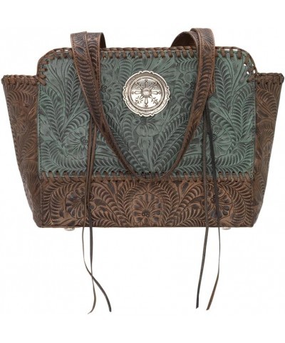 Leather - Multi Compartment Tote Bag -Purse Holder Bundle (Concealed Carry - Turquoise Brown) $91.08 Totes